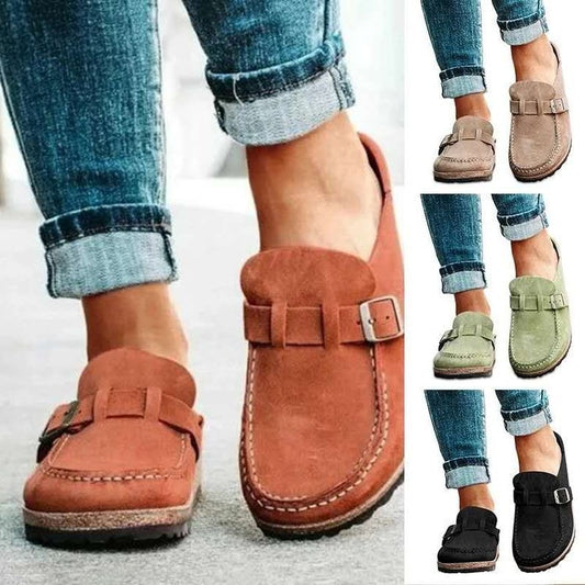 Jennifer – Mules en Suédine Végane avec Boucle