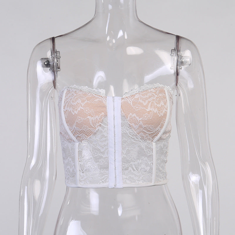 Margaret – Corset Crop Top en Crochet Sexy sans Manches pour Femme