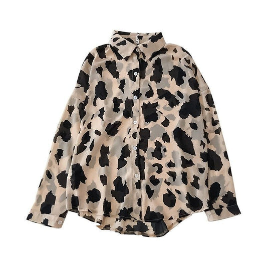 Kathleen – Chemise Simple Style Hongkong à Motif Léopard