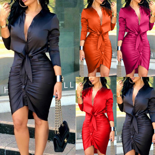 Vanessa – Élégante Robe-Chemise Femme avec Lacets