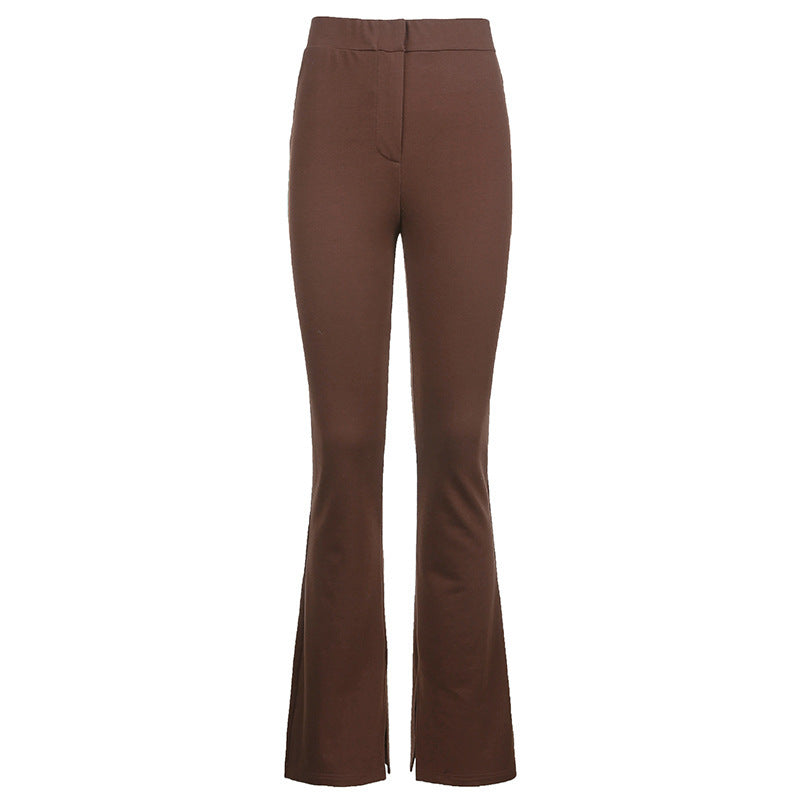Stephanie – Pantalon Skinny Taille Haute avec Fente pour Femme