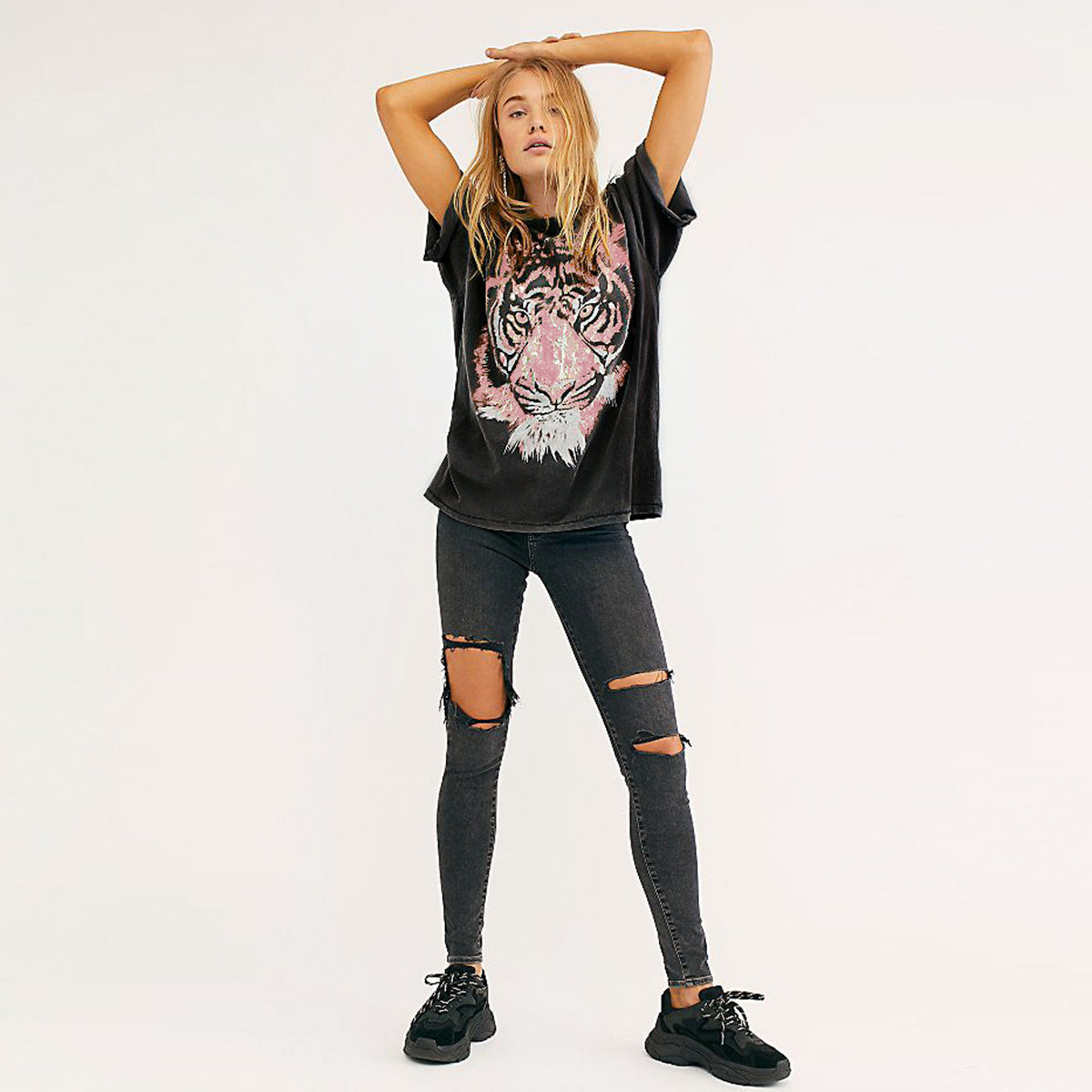 Percy – T-shirt en coton pur avec imprimé noir