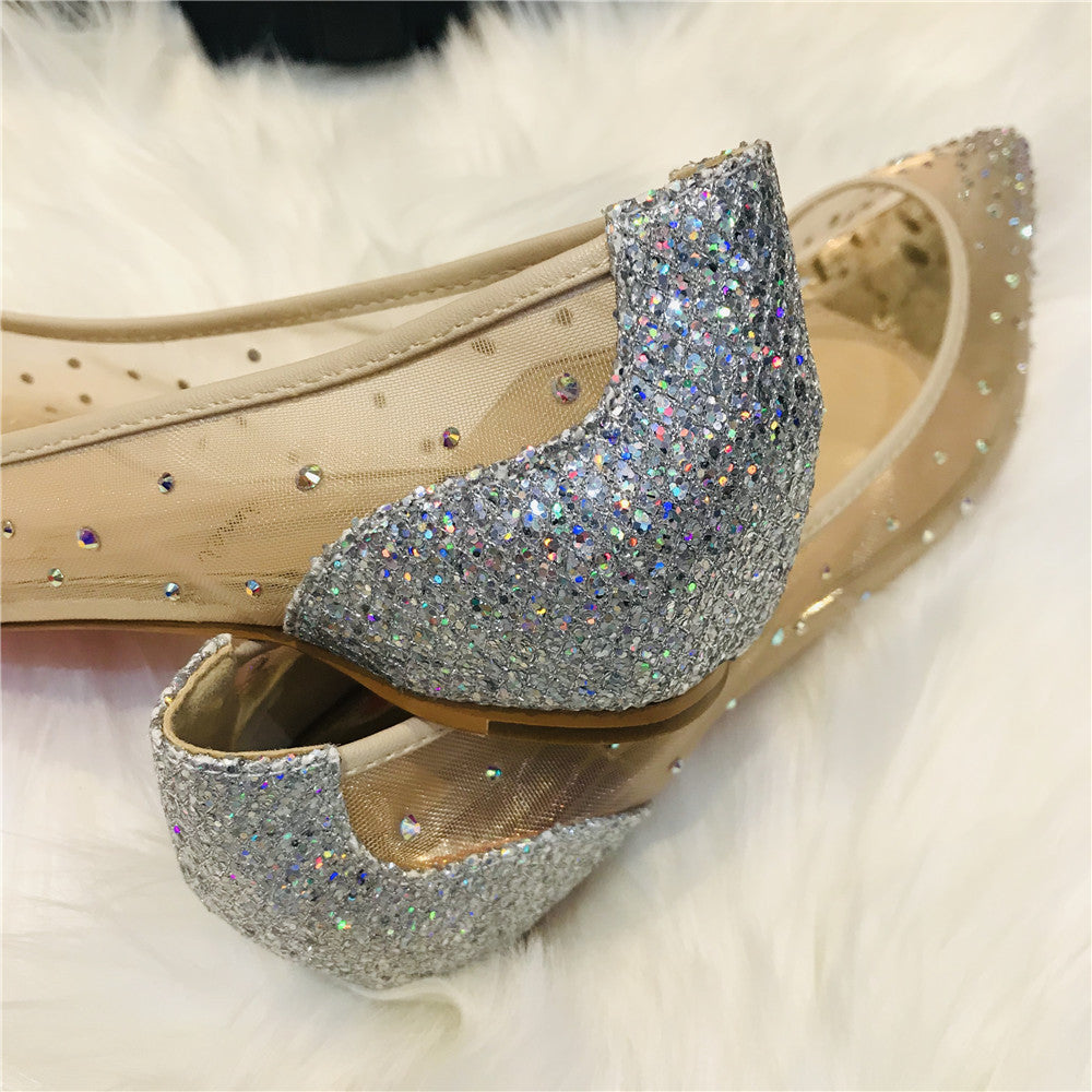 Julie – Chaussures Transparentes pour Femmes avec Strass et Dentelle