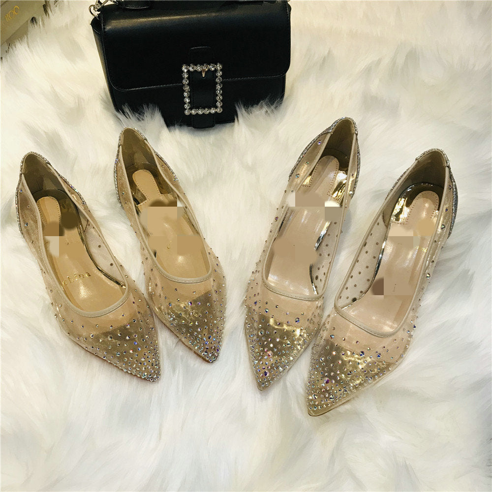 Julie – Chaussures Transparentes pour Femmes avec Strass et Dentelle