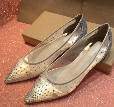 Julie – Chaussures Transparentes pour Femmes avec Strass et Dentelle