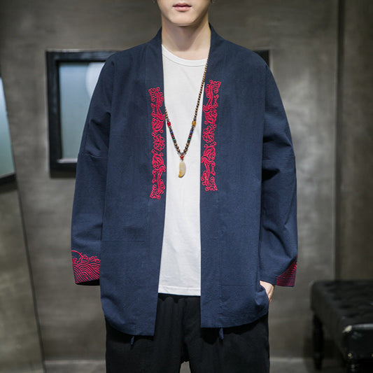 Frank – Cardigan Kimono avec Broderie pour Homme au Style Haori Classique