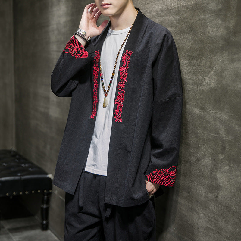 Frank – Cardigan Kimono avec Broderie pour Homme au Style Haori Classique