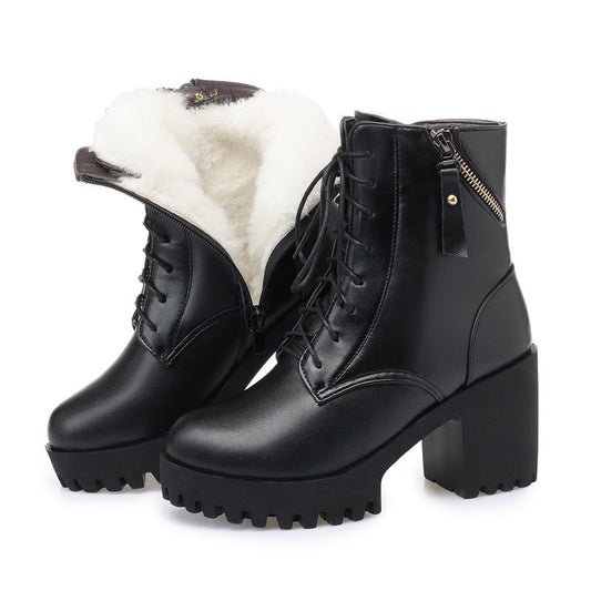 Gillian – Bottes hautes pour femmes en cuir vegan avec doublure en laine