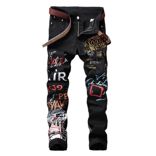 Jon – Jean Slim Fit avec Imprimé Graffiti pour Hommes