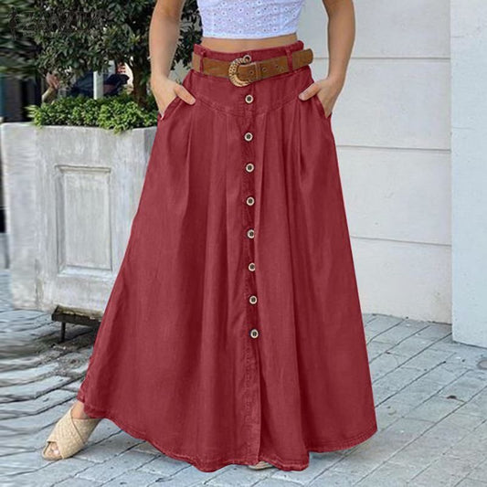Tara – Jupe Taille Haute Unie pour Femmes
