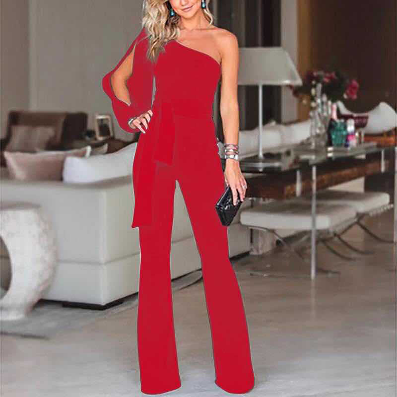 Gillian – Combinaison Femme à Épaule Unique avec Taille Haute