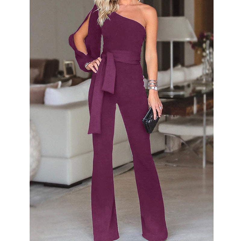 Gillian – Combinaison Femme à Épaule Unique avec Taille Haute
