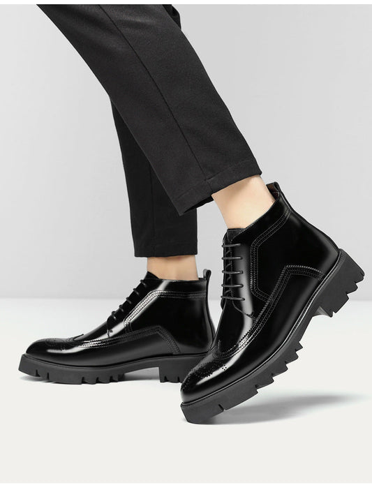 Russell – Bottes Hautes Britanniques à Semelle Épaisse en Cuir Vegan