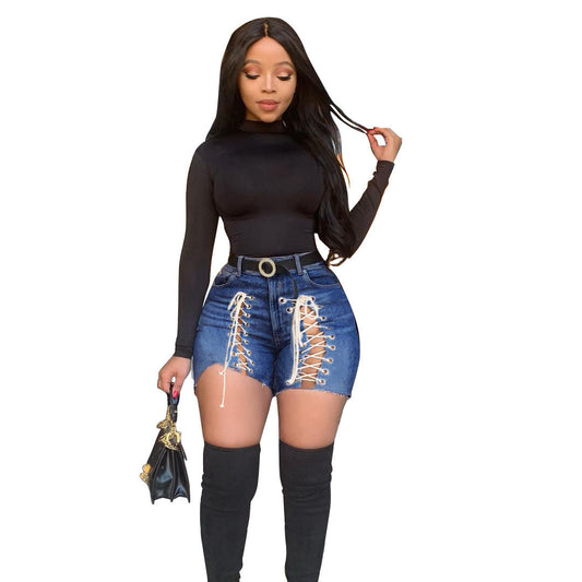 Paul – Short en jean avec laçage