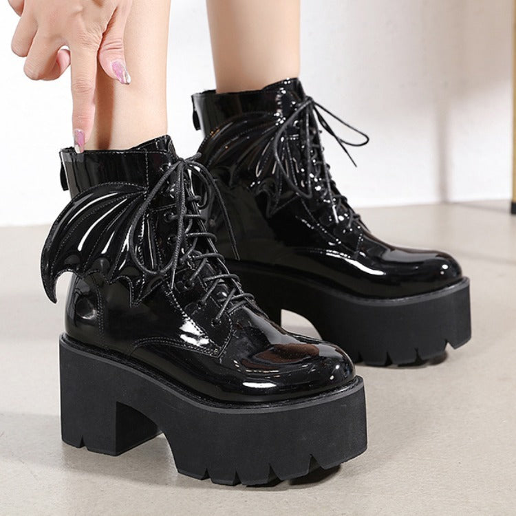 Margaret – Bottines gothiques à talons hauts en cuir vegan à plateau
