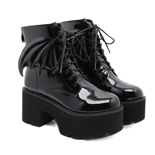 Margaret – Bottines gothiques à talons hauts en cuir vegan à plateau