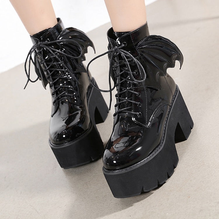 Margaret – Bottines gothiques à talons hauts en cuir vegan à plateau