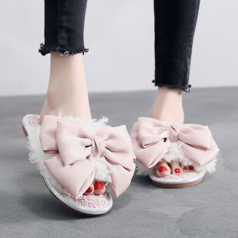 Nicole – Chaussons Douillets avec Grand Détail de Nœud