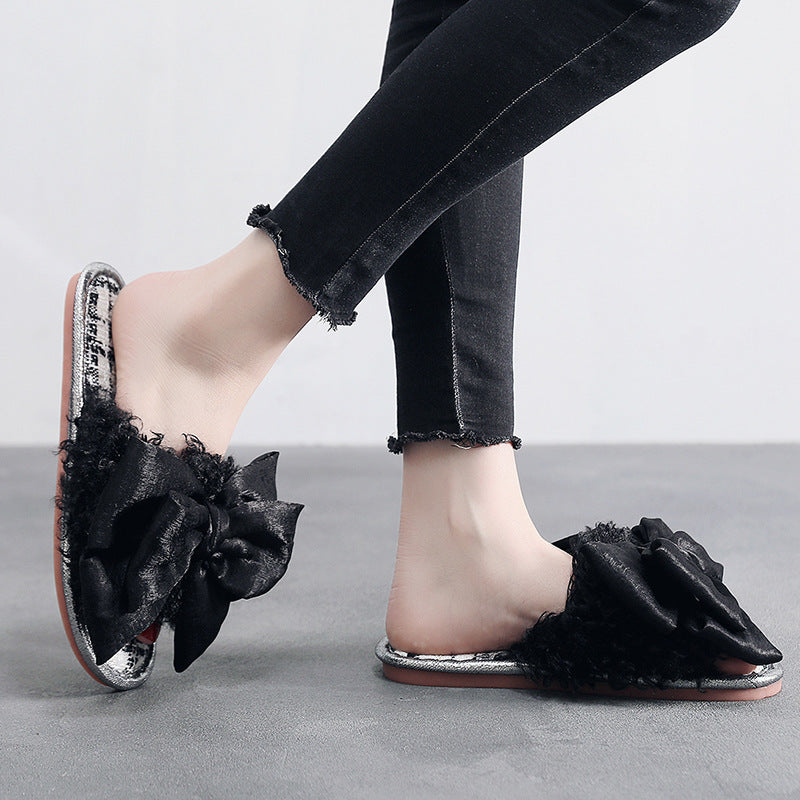Nicole – Chaussons Douillets avec Grand Détail de Nœud