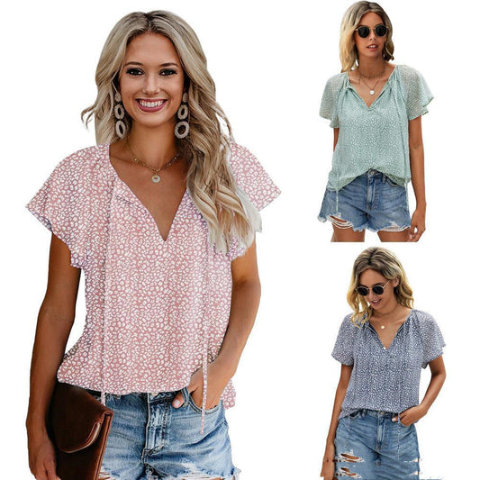Jessica – Blouse à feuilles de lotus et motif floral