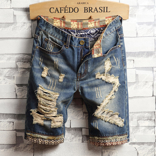 Phil – Trendige Herren-Jeansshorts mit Großen Löchern