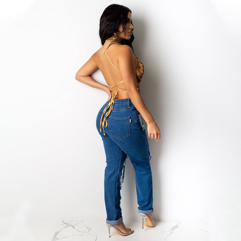 Claire – Haut Court Vintage avec Design Bandages