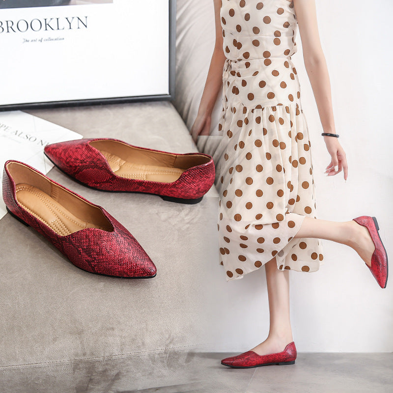 Rose – Ballerines avec Motif Serpent
