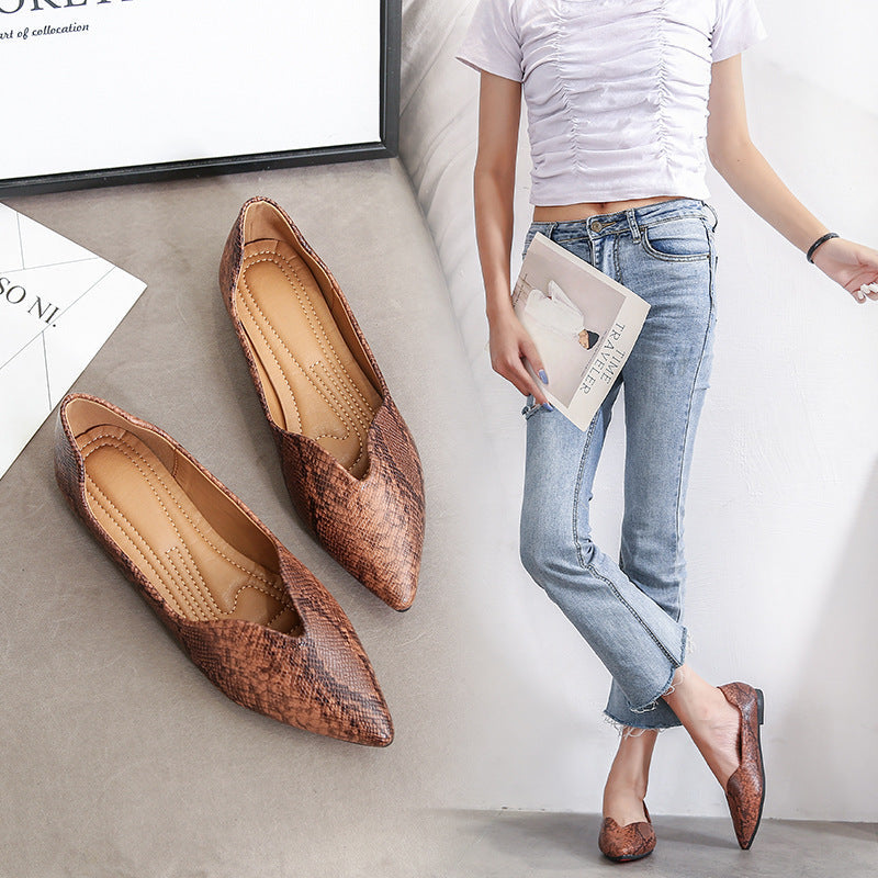 Rose – Ballerines avec Motif Serpent