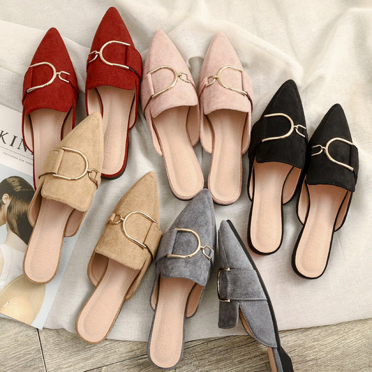 Hayley – Mules plates pour femmes avec décoration métallique