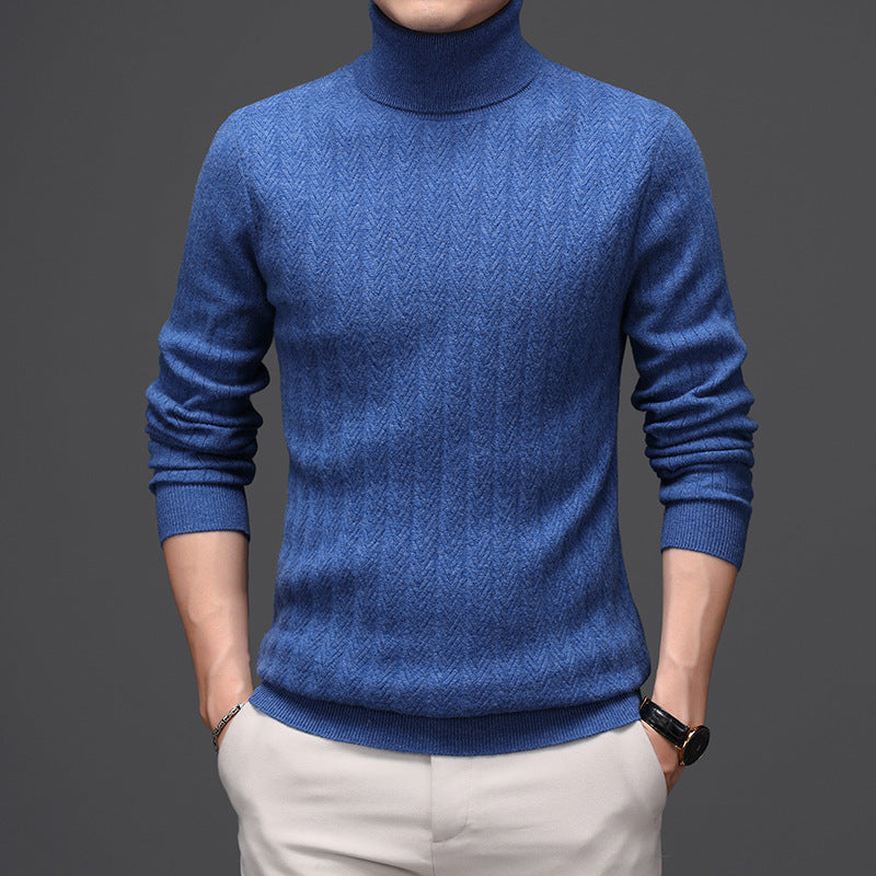 Allan – Hochkragen Wollpullover mit dicken Streifen