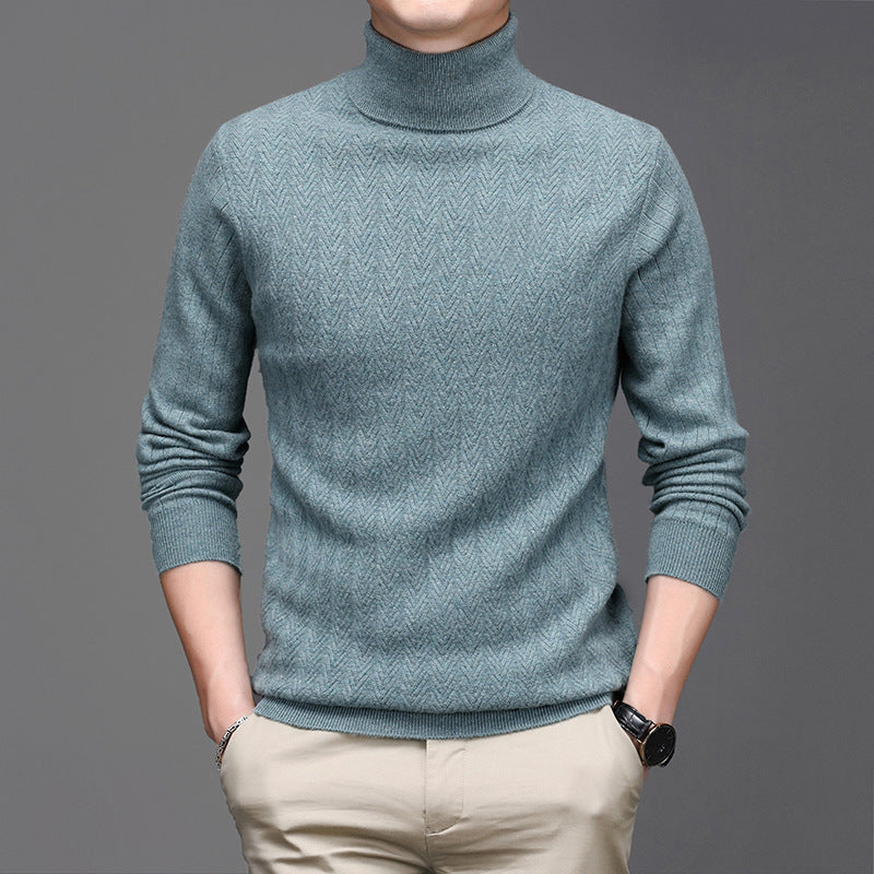 Allan – Hochkragen Wollpullover mit dicken Streifen
