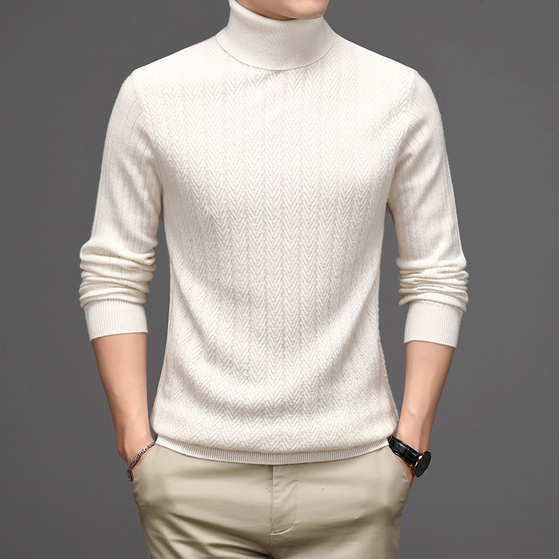 Allan – Hochkragen Wollpullover mit dicken Streifen