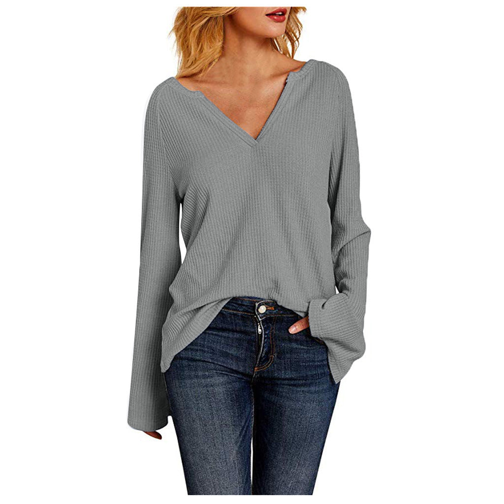 Jane – T-Shirt pour Femme avec Manches Trompette et Col en V