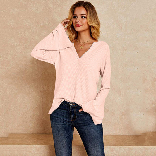 Jane – T-Shirt pour Femme avec Manches Trompette et Col en V