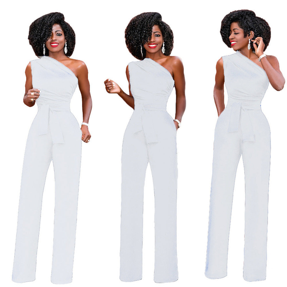 Jean – Élégant Combinaison Femme avec Col Asymétrique