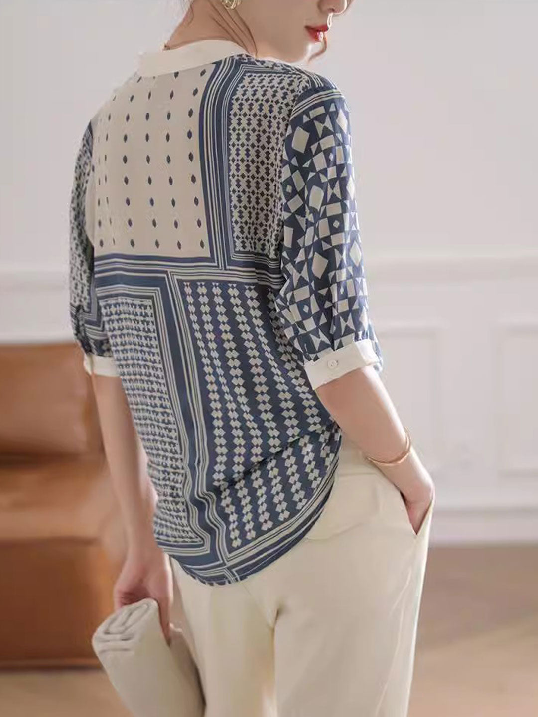 Sarah – Chemise Rayée Rétro à Carreaux