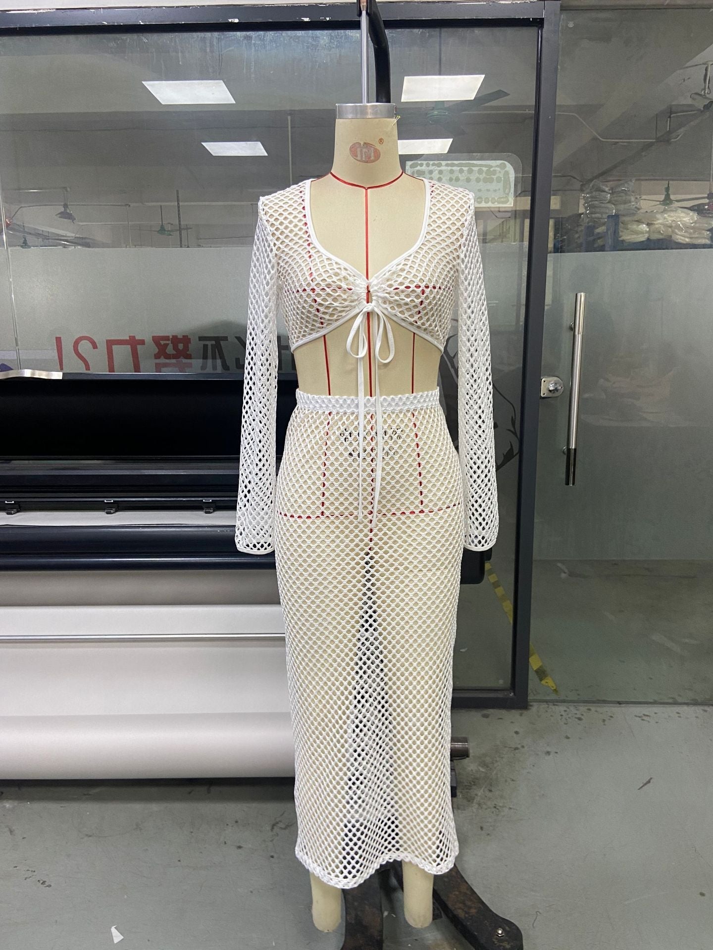 Francesca – Longue Robe Maxi en Tricot avec Dentelle et Mesh