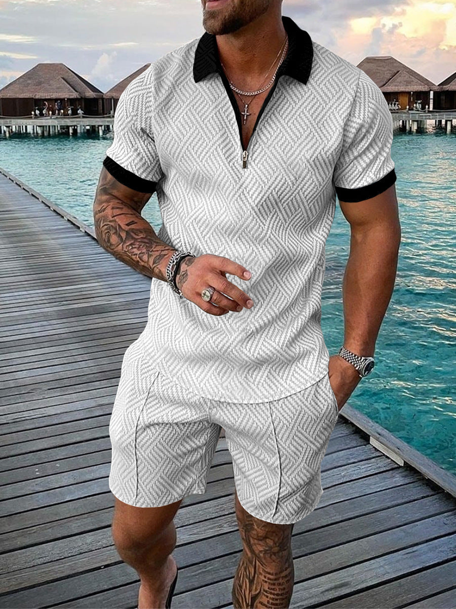 Chris – Polo pour homme avec accent de couleur et fermeture éclair