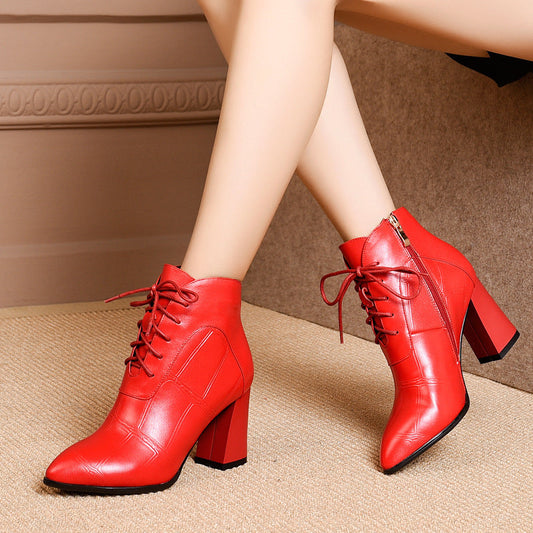 Joanne – Bottes Hautes à Talon Épais en Cuir Vegan