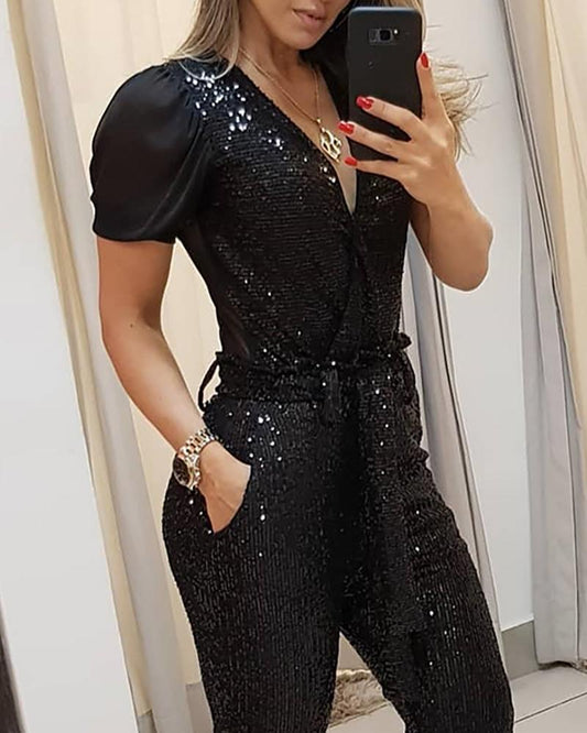 Ruth – Robe à Paillettes avec Profond Décolleté en V