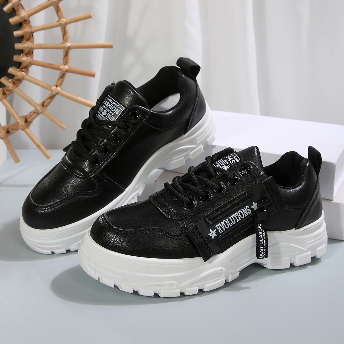 Heather – Sneaker à Lacets avec Fermeture Éclair Latérale et Semelle Épaisse