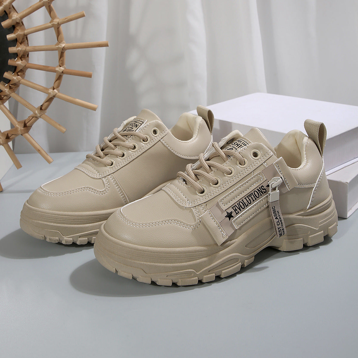 Heather – Sneaker à Lacets avec Fermeture Éclair Latérale et Semelle Épaisse