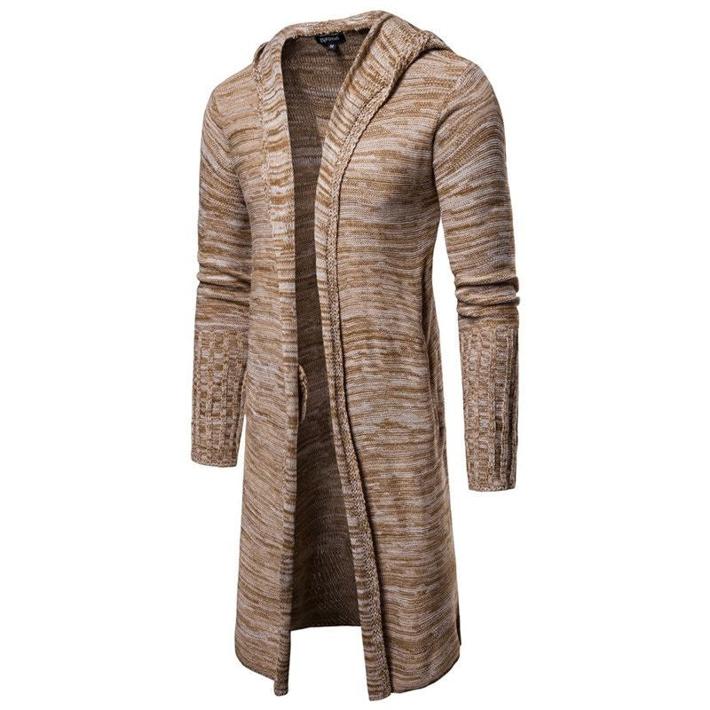 Ian – Long Trench Cardigan pour Homme avec Capuche pour l'Hiver