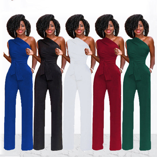 Jean – Élégant Combinaison Femme avec Col Asymétrique