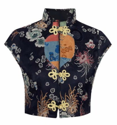 Nicola – Robe Cheongsam Rétro avec Fente Latérale et Taille Haute
