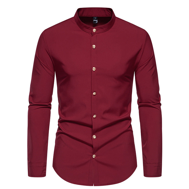 Percy – Chemise de soirée unie pour homme avec boutons en métal