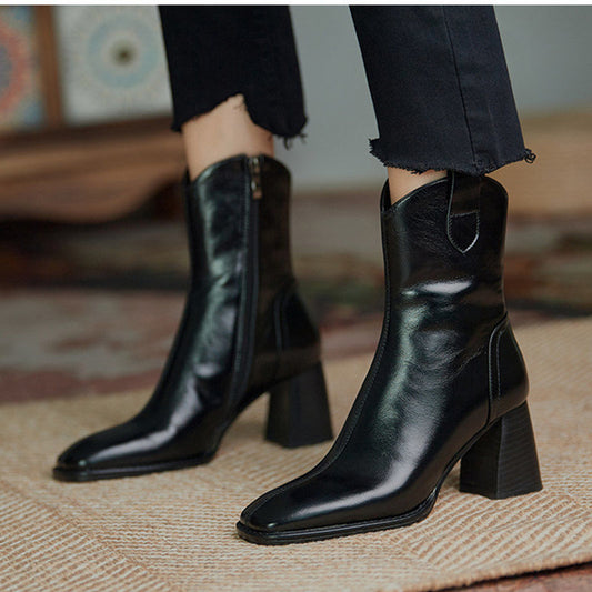Amy – Bottines à Talons Hauts avec Bout Carré