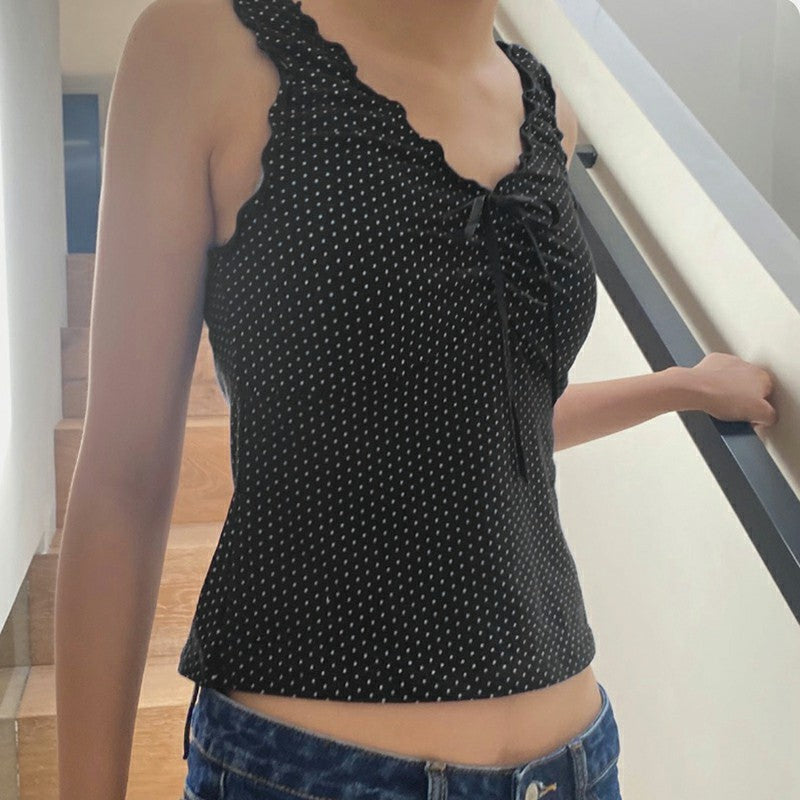 Grace – Top en maille sans manches à pois