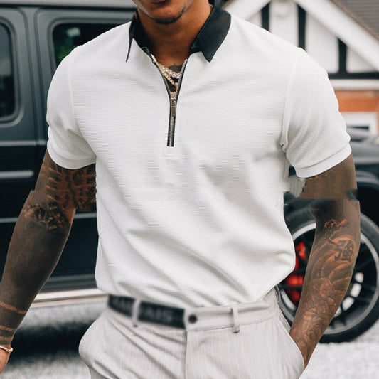 Carl – Polo Homme en Blanc Pur à Manches Courtes