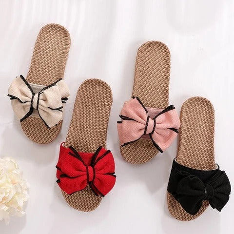 Emma – Slipper d'été avec nœud et lin plat
